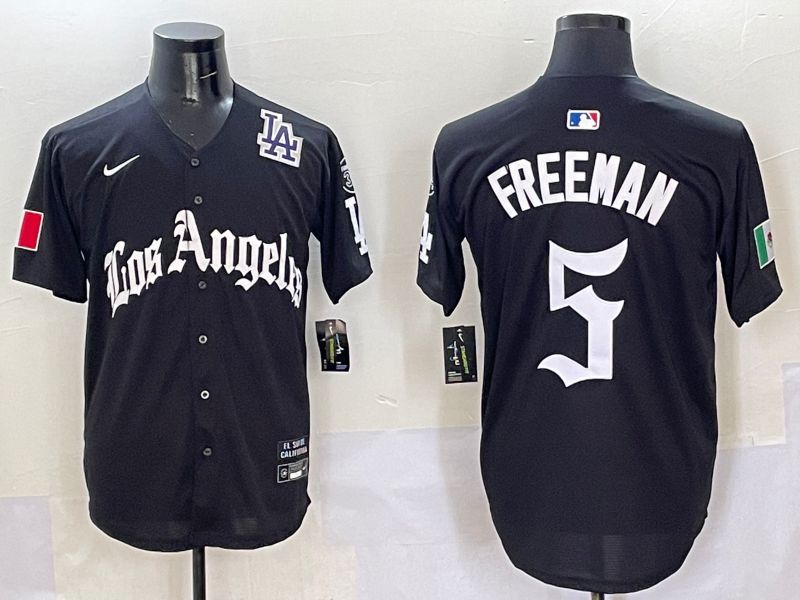 Men Los Angeles Dodgers #5 Freeman Black Five generations Joint Name 2025 Nike MLB Jersey style 12->los angeles dodgers->MLB Jersey